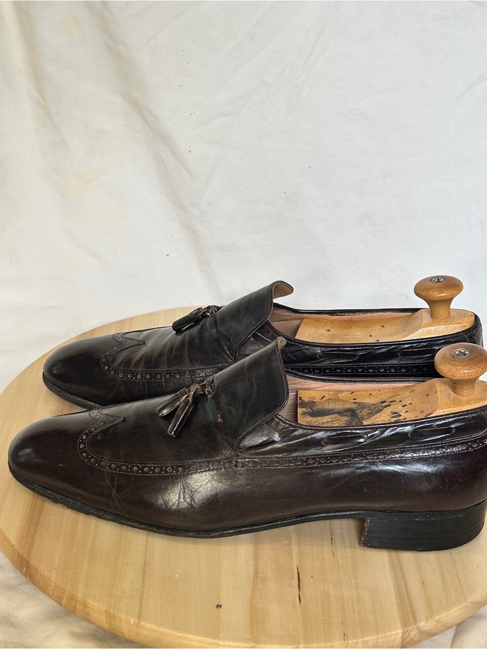 Salvatore Ferragamo Men’s Brown Leather Tassel Brogue Dress Loafers US 11C